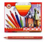 Карандаши цветные Triocolor, d=5,6 мм, трехгранный корпус, 24 цвета