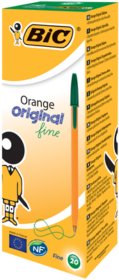 Ручка шариковая Orange, зеленая, оранжевый корпус