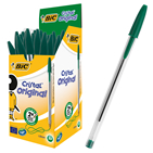 Ручка шариковая Cristal, зелена, прозрачный корпус