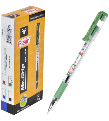 Ручка шариковая Flair MR. GRIP, пластиковый корпус, зеленая