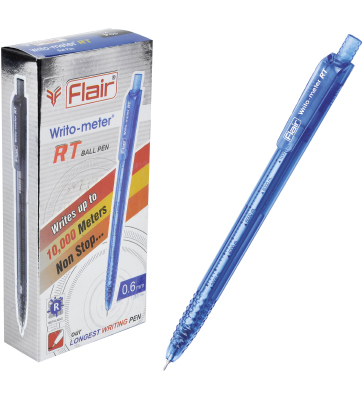 Ручка шариковая автоматическая Flair WRITO-METER RT, пластиковый корпус, 0,5 мм, синяя