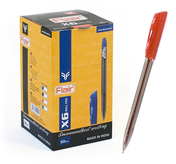 Ручка шариковая X-6, пластик, красная