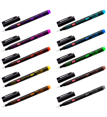 Набор капиллярных ручек FLAIR CREATIVE black edition 10 цветов, 0,4 мм, смываемые, европодвес