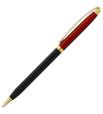 Ручка шариковая Carishma, красный с черным металлический корпус, цвет чернил: синий