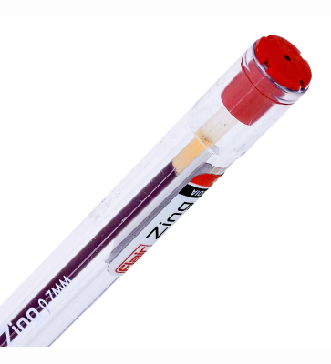 Ручка шариковая ZING, пластик, трехгранный корпус, красная, прорезиненный грип