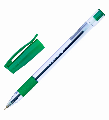 Ручка шариковая ZING, пластик, трехгранный корпус, зелёная, прорезиненный грип