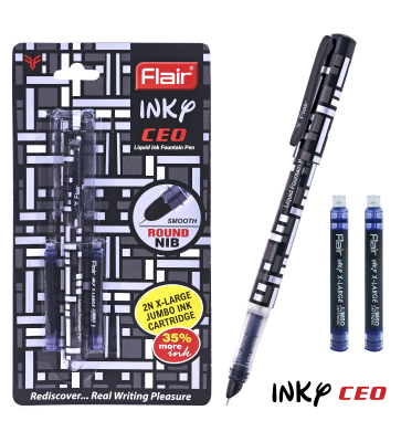 Ручка перьевая Flair INKY CFO, пластиковый корпус, с 2мя капсулами в блистере, цвет чернил: синий