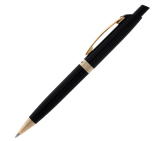 Автоматическая шариковая ручка Success, черный акриловый корпус с золотыми вставками, цвет чернил: синий