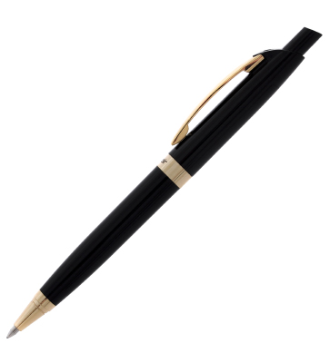 Автоматическая шариковая ручка Success, черный акриловый корпус с золотыми вставками, цвет чернил: синий