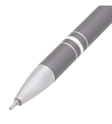 Автоматическая шариковая ручка SKIN, серый металлический корпус, в футляре, цвет чернил: синий
