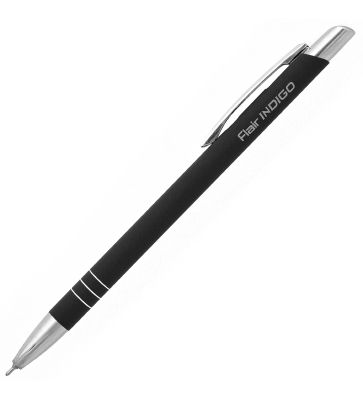 Автоматическая шариковая ручка Indigo, черный металлический корпус в футляре, цвет чернил: синий