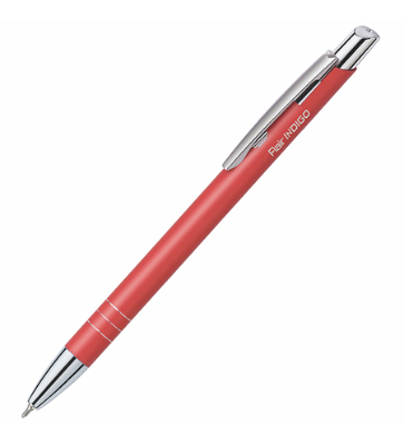 Автоматическая шариковая ручка Indigo, красный металлический корпус, цвет чернил: синий