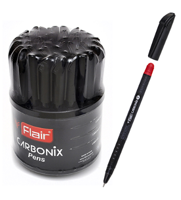 Ручка шариковая CARBONIX V, карбоновый корпус, 0,7мм, цвет чернил: красный