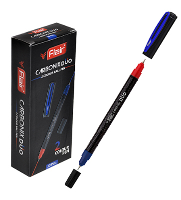 Ручка шариковая двусторонняя CARBONIX DUO, пластик, 1,0мм, цвет чернил: синий/красный