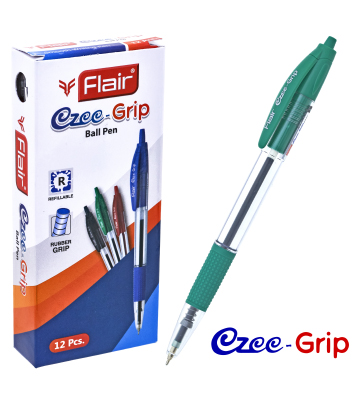 Автоматическая шариковая ручка EZEE-GRIP, из пластика с прорезиненным гриппом, 0,7мм, цвет чернил: зеленый