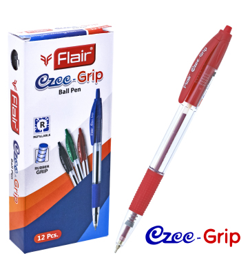 Автоматическая шариковая ручка EZEE-GRIP, из пластика с прорезиненным гриппом, 0,7мм, цвет чернил: красный