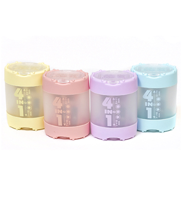 Точилка KUM Pastel с контейнером 4 в 1, 4 входа: 7, 8, 10, 11 мм, ассортимент цветов 