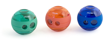 Точилка двойная Sphere, с контейнером, цвета в ассортименте