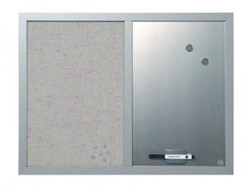 Доска комбинированная, магнитно-маркерная и войлочная, серебряная рамка 60x45 см. Крепеж настенный в комплекте